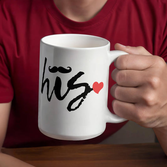 His and Hers Coffee Mug Set – Romantic Ceramic Mug Pair (11oz/15oz) for Couples, Anniversary, or Valentine’s Day - Mallard Moon Gift Shop