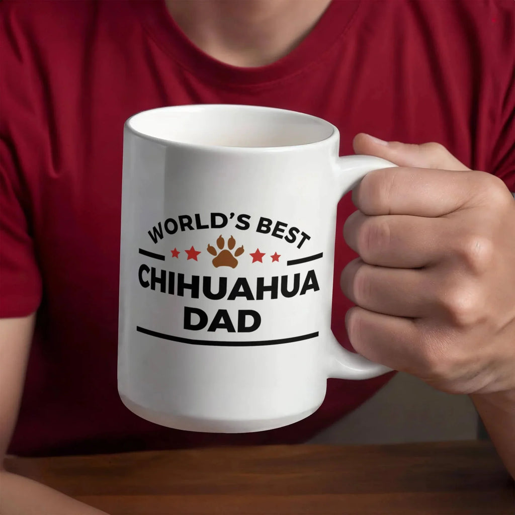 World's Best Chihuahua Dad White Ceramic Coffee Mug – Funny Dog Lover Gift for Pet Dads