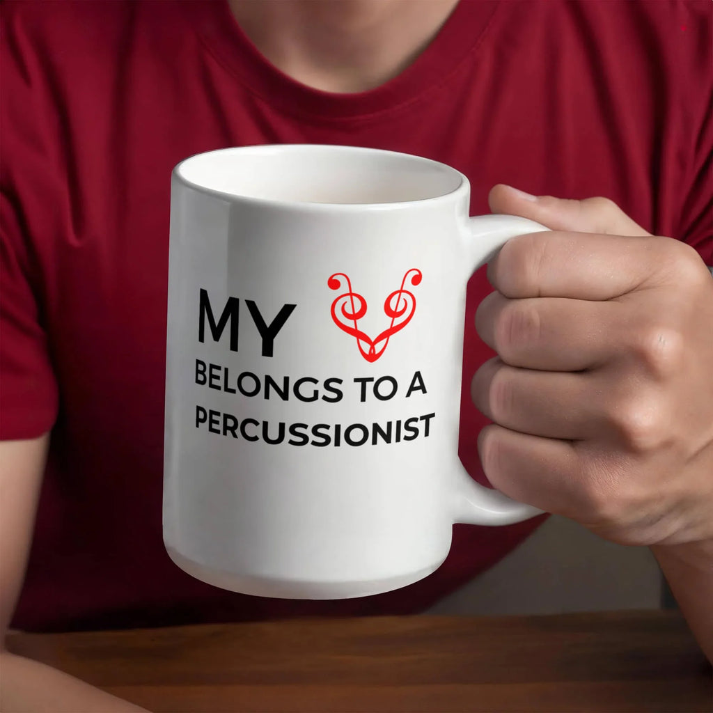 Romantic Percussionist Ceramic Coffee Mug - My Heart Belongs to a Percussionist