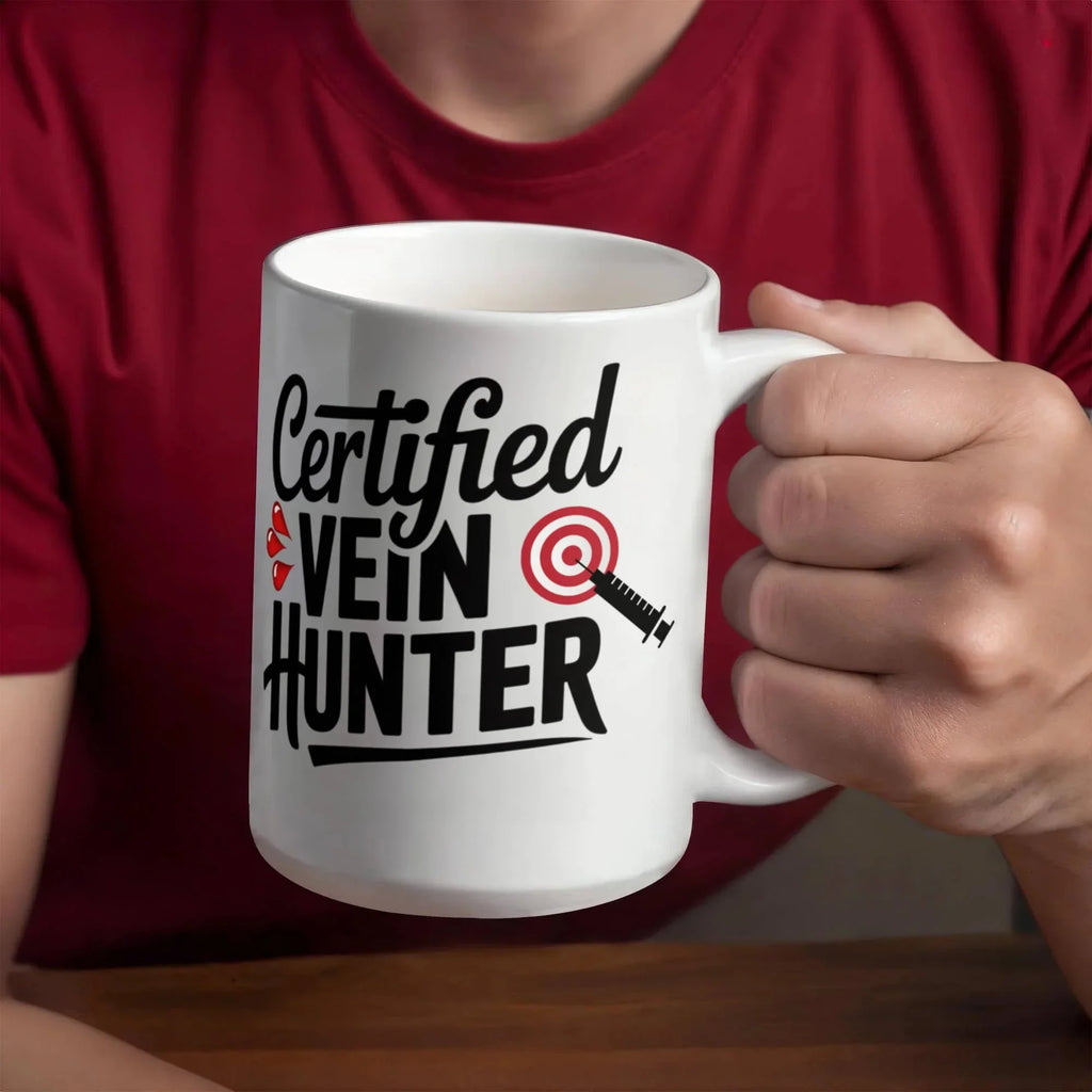 Certified Vein Hunter Phlebotomist Mug – Funny Medical Lab Tech Gift for Coworkers, Nurses & Students
