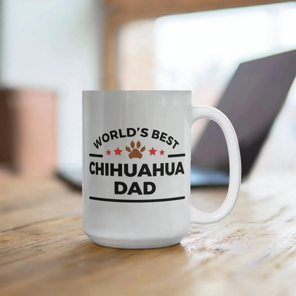 World's Best Chihuahua Dad White Ceramic Coffee Mug – Funny Dog Lover Gift for Pet Dads