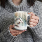 Opossum Coffee Mug – White Ceramic Mug with Possum Winter Watercolor Design | 11oz & 15oz Sizes
