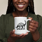 Mommy Saurus Dinosaur Mug – Funny Gift for Moms – White Ceramic Coffee Mug