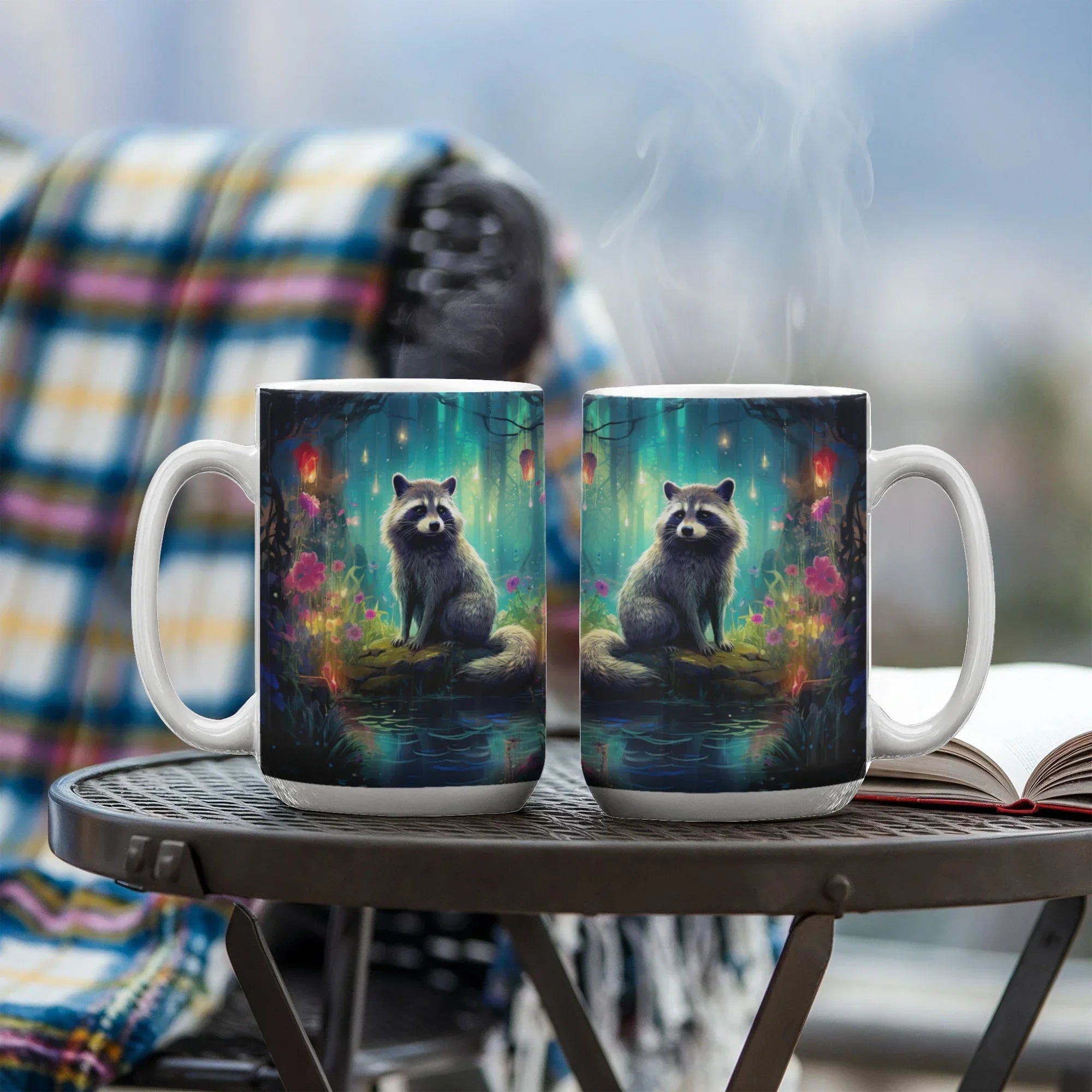 Enchanted Raccoon Coffee Mug – Magical Forest Raccoon Design | 11oz & 15oz Ceramic Mug