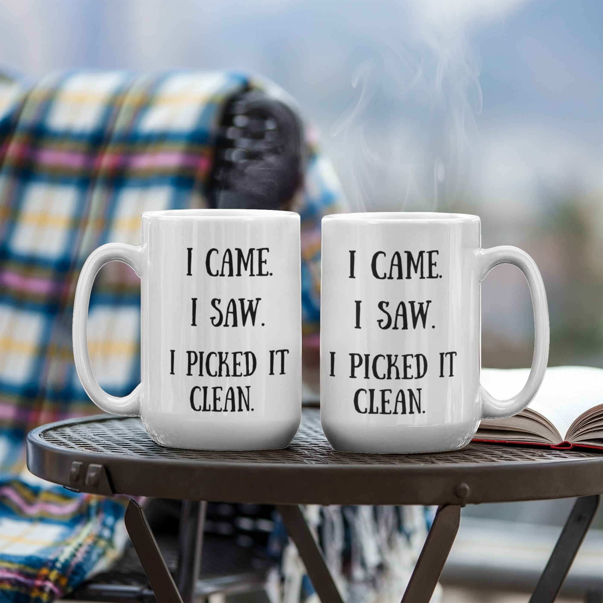 I Picked It Clean Funny Antiquing Mug – Gift for Vintage Pickers, Flea Market Hunters & Thrifters – White Ceramic Coffee Cup