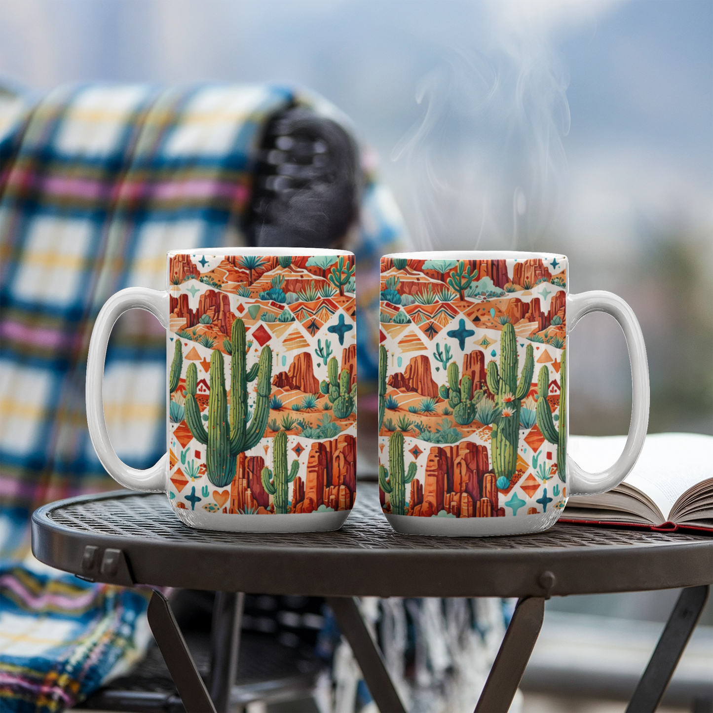 Arizona Desert Vibes Coffee Mug – Southwestern Cactus & Canyon Pattern | 11oz & 15oz Ceramic Gift for Nature Lovers & Travelers