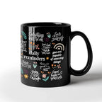 Positive Vibes Daily Reminders Black Ceramic Mug – Inspirational Self-Love & Motivational Quote Coffee Cup – Uplifting Gift for Women, Friends, Coworkers & Students