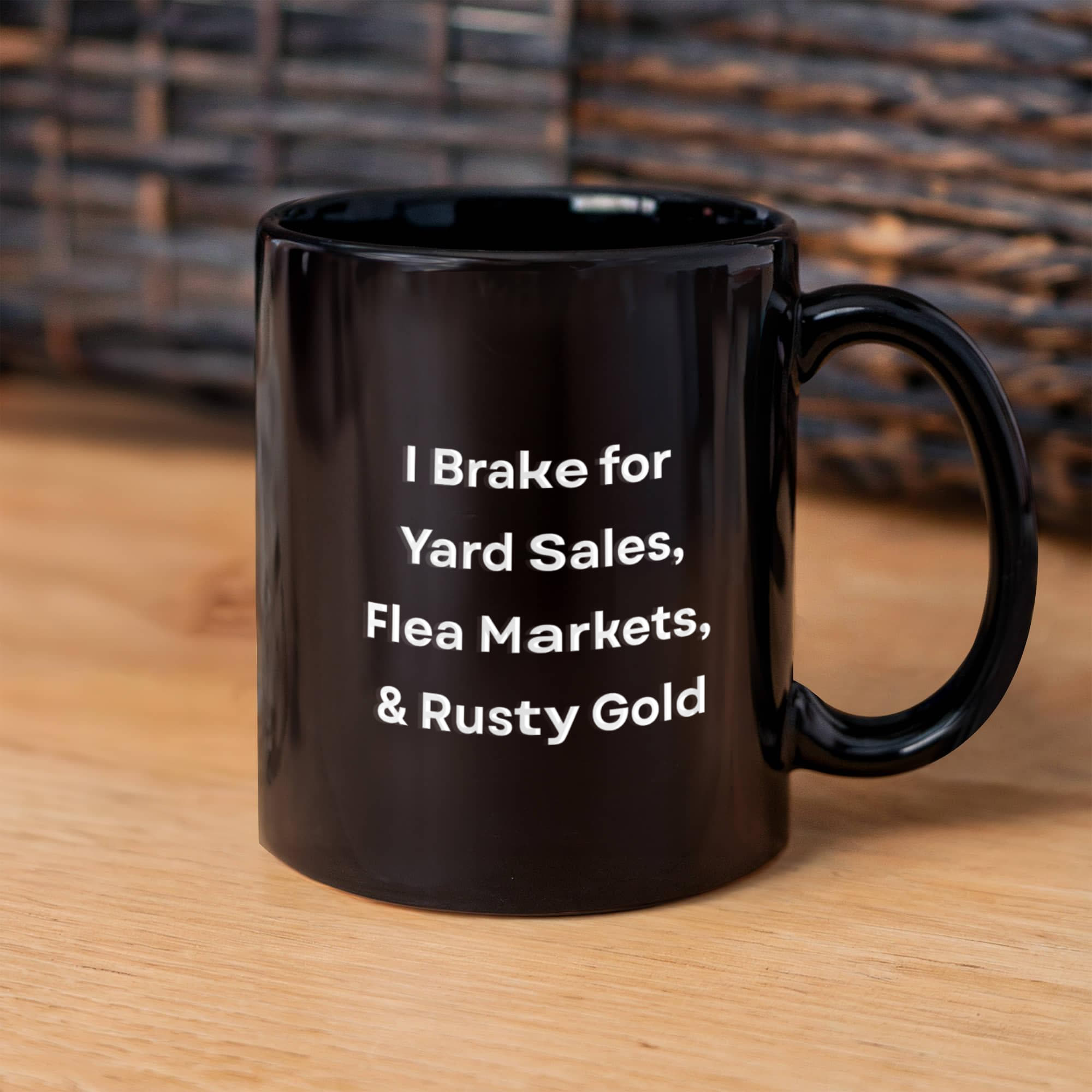 I Brake for Antique Stores Funny Antiquing Black Ceramic Coffee Mug – Gift for Vintage Lovers, Treasure Hunters & Flea Market Fans