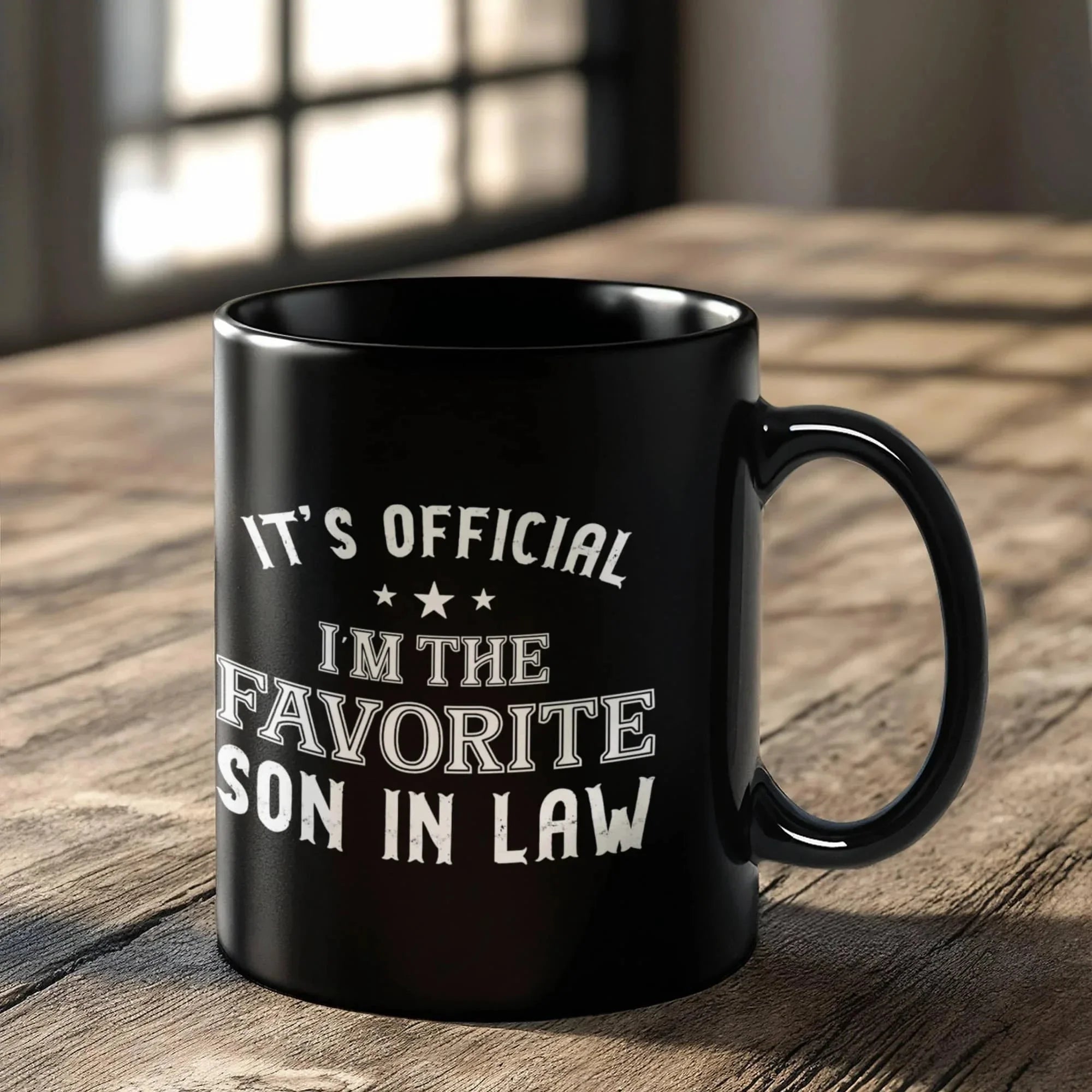 It's Official, I'm the Favorite Son-In-Law – Black Ceramic Coffee Mug (11oz & 15oz)