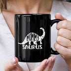 Mommy Saurus Dinosaur Mug – Funny Gift for Moms – Black Ceramic Coffee Mug