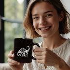 Mommy Saurus Dinosaur Mug – Funny Gift for Moms – Black Ceramic Coffee Mug