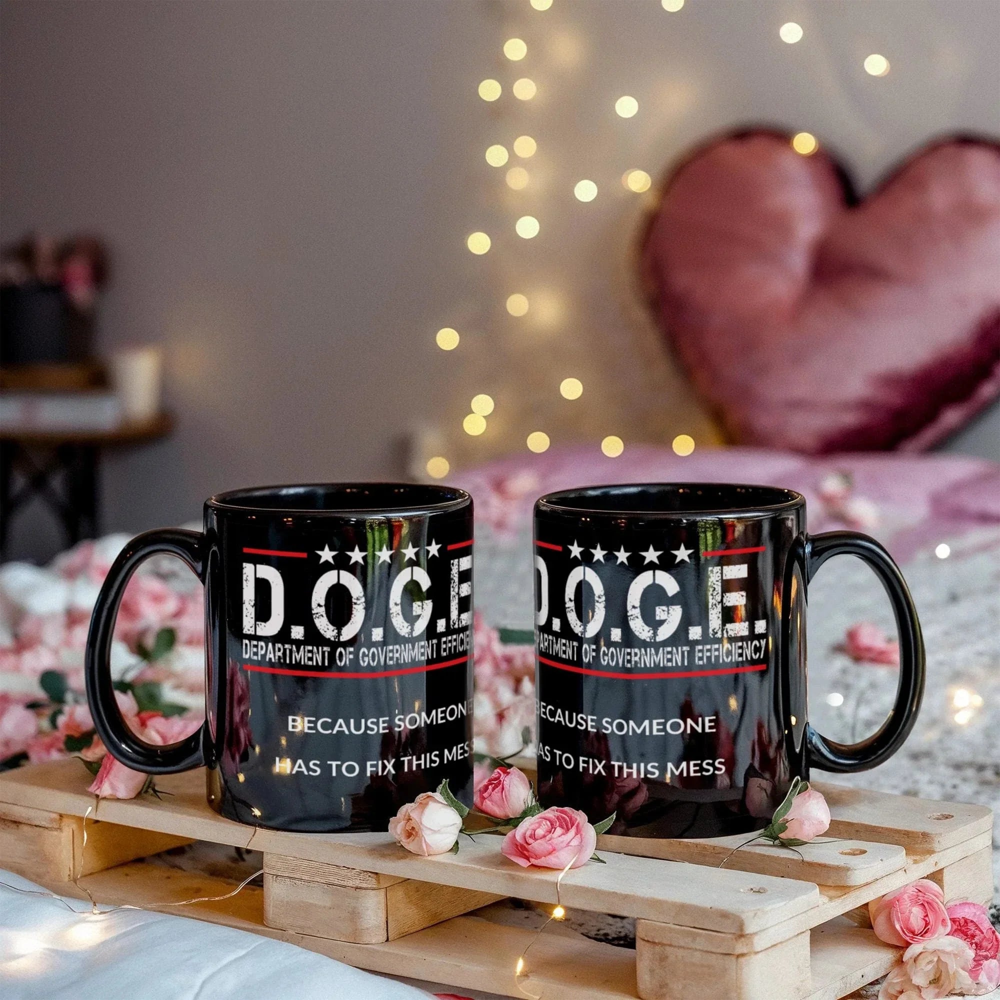 D.O.G.E. Coffee Mug – Funny Conservative Political Gift – Fighting Fraud, Cutting Waste, Saving Billions – 11oz & 15oz Black Ceramic Cup