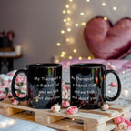 My Therapist Is a Bobtail Cat Funny Cat Lover Black Ceramic Coffee Mug