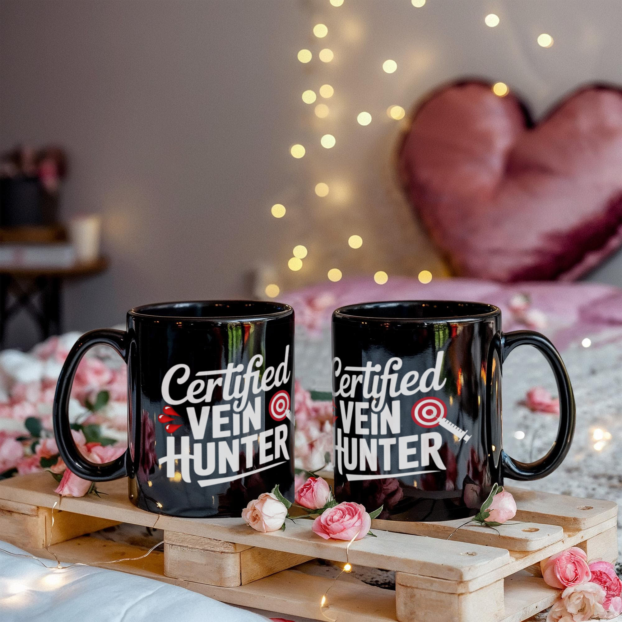 Certified Vein Hunter Phlebotomist Black Coffee Mug – Funny Medical Lab Tech Gift for Coworkers, Nurses & Students - Mallard Moon Gift Shop