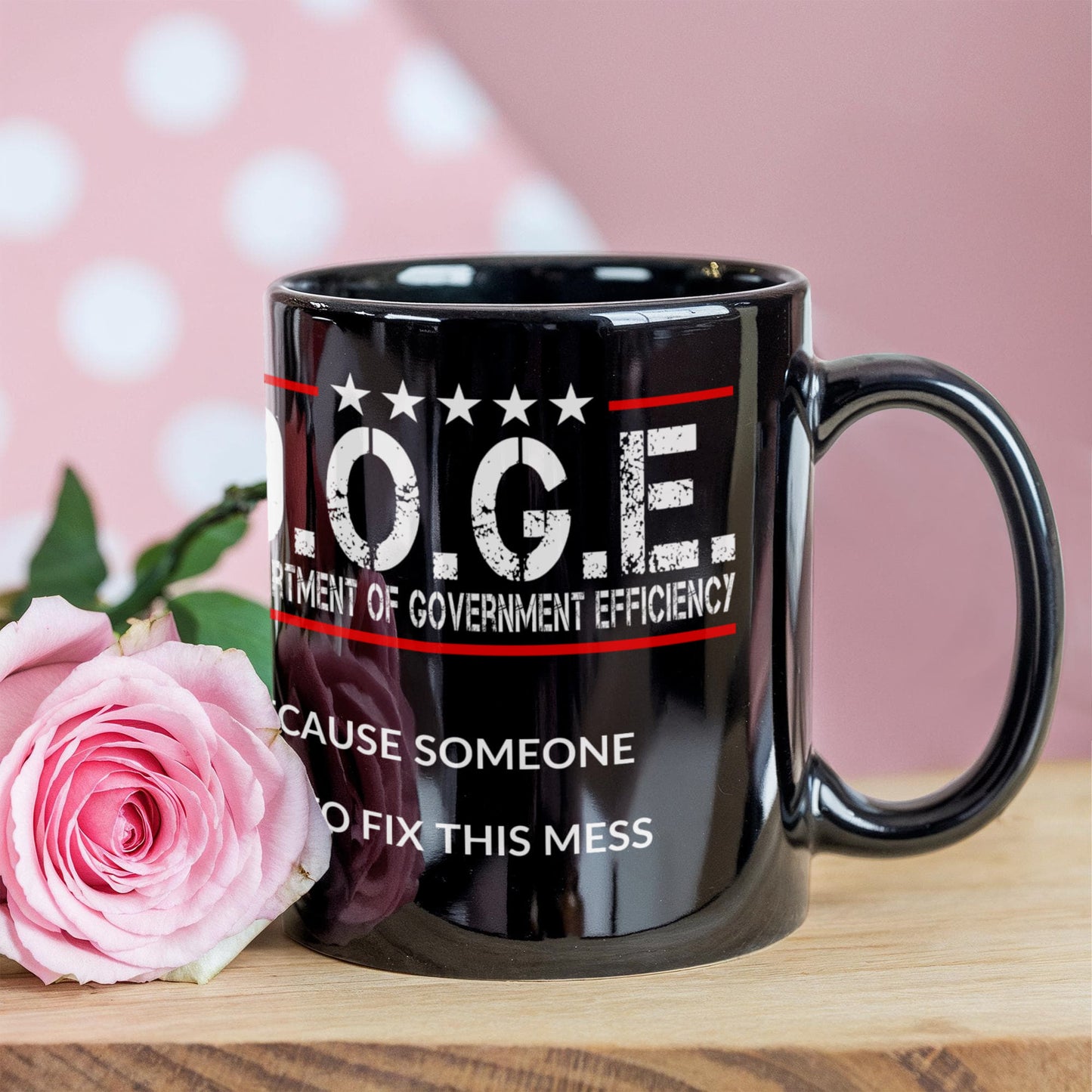 D.O.G.E. Coffee Mug – Funny Conservative Political Gift – Fighting Fraud, Cutting Waste, Saving Billions – 11oz & 15oz Black Ceramic Cup - Mallard Moon Gift Shop
