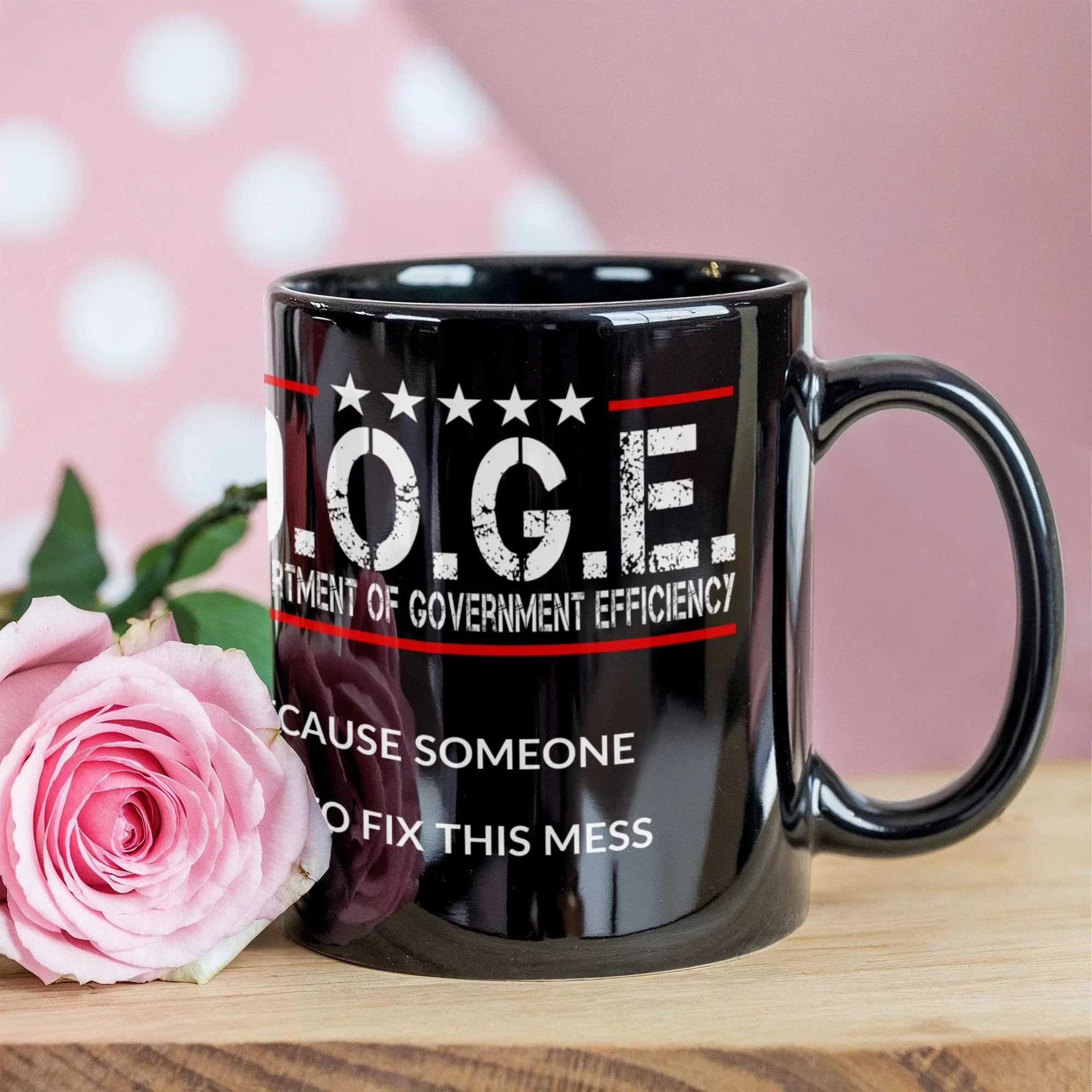 D.O.G.E. Coffee Mug – Funny Conservative Political Gift – Fighting Fraud, Cutting Waste, Saving Billions – 11oz & 15oz Black Ceramic Cup