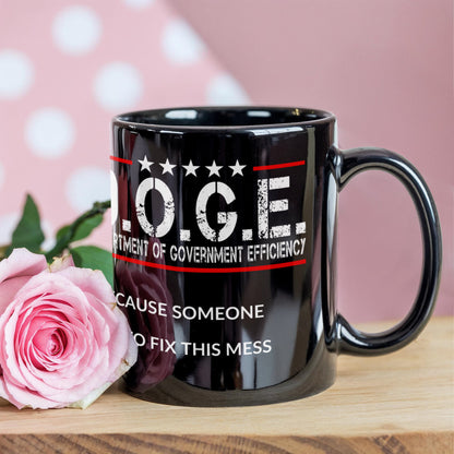 D.O.G.E. Coffee Mug – Funny Conservative Political Gift – Fighting Fraud, Cutting Waste, Saving Billions – 11oz & 15oz Black Ceramic Cup - Mallard Moon Gift Shop