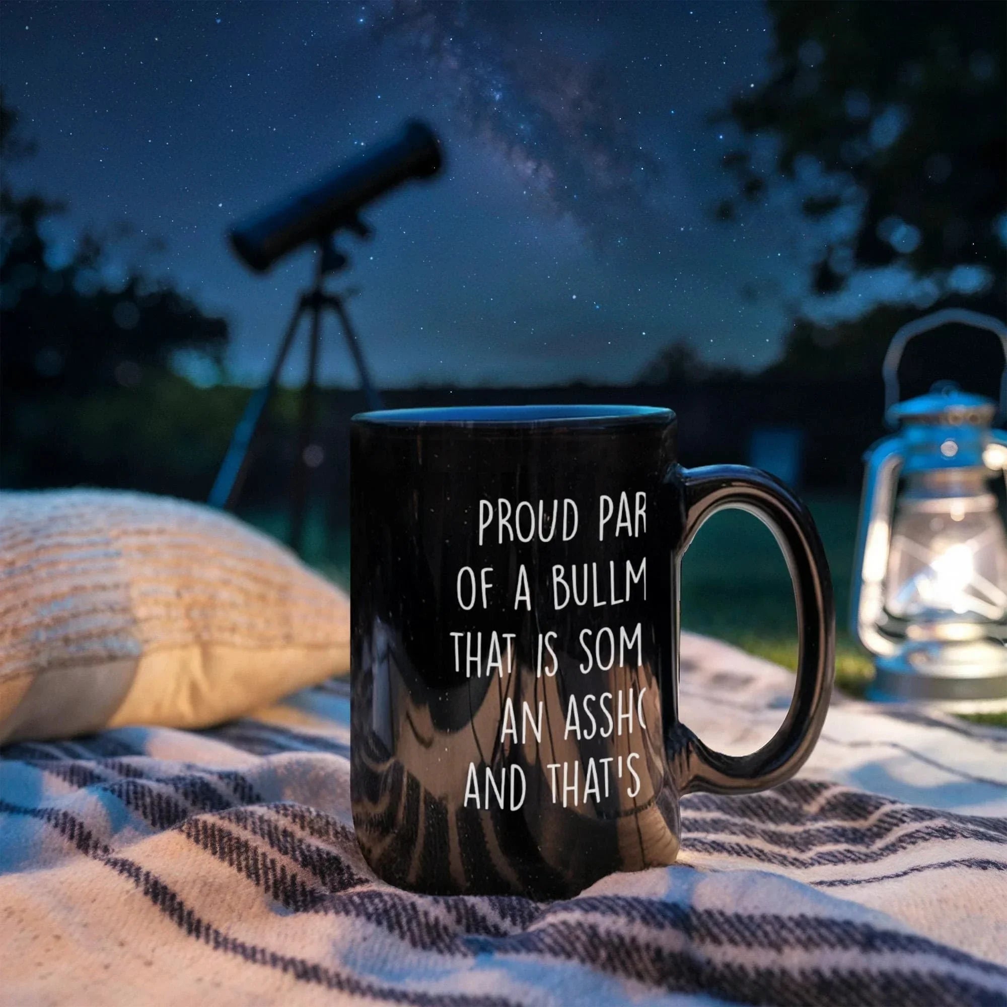 Funny Bullmastiff Dog Mom or Dad Mug – “Proud Parent of a Bullmastiff That Is Sometimes an Asshole” – Black Ceramic Coffee Cup, 11oz or 15oz
