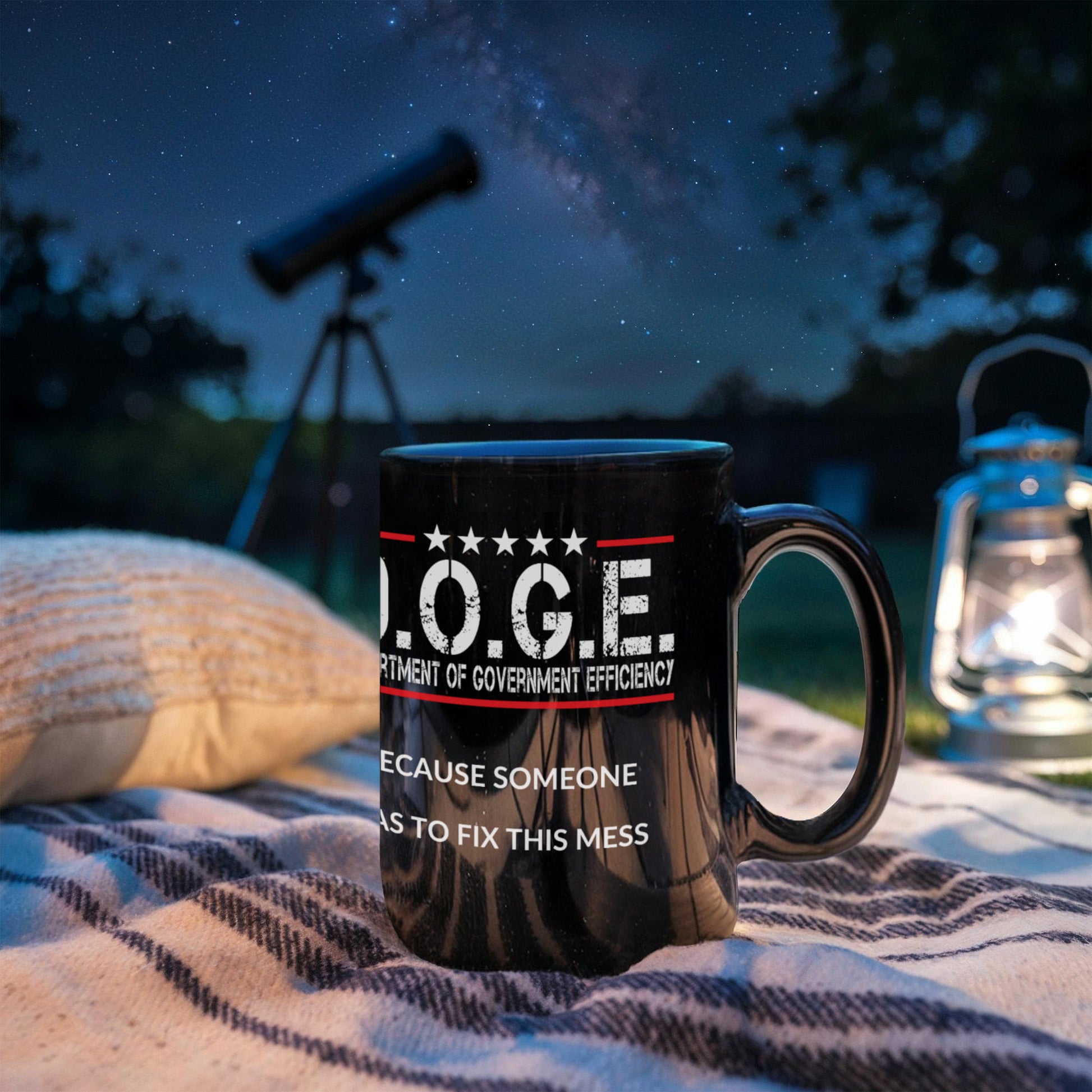 D.O.G.E. Coffee Mug – Funny Conservative Political Gift – Fighting Fraud, Cutting Waste, Saving Billions – 11oz & 15oz Black Ceramic Cup - Mallard Moon Gift Shop