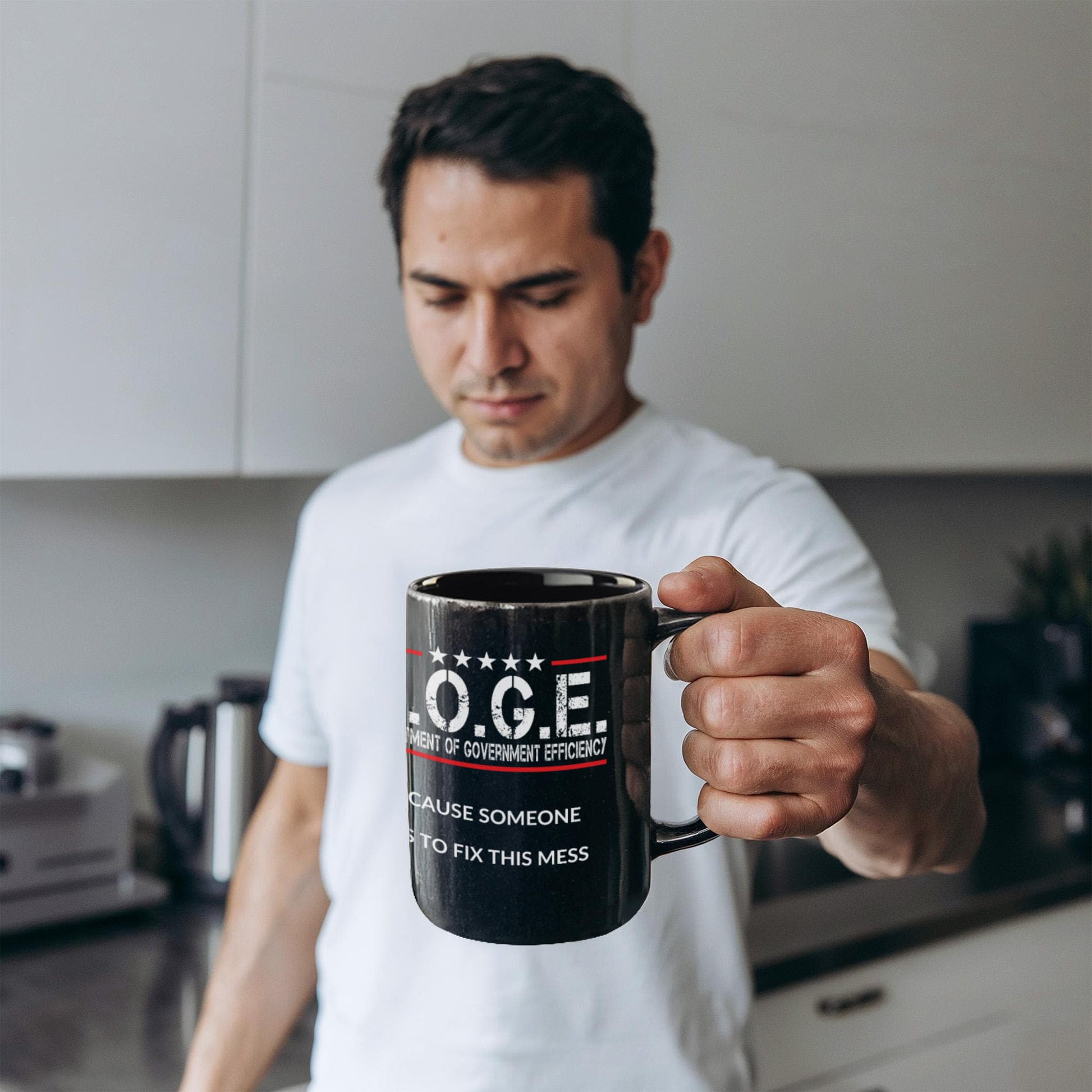 D.O.G.E. Coffee Mug – Funny Conservative Political Gift – Fighting Fraud, Cutting Waste, Saving Billions – 11oz & 15oz Black Ceramic Cup - Mallard Moon Gift Shop