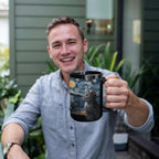 Starry Night Cat Mug – Black Ceramic Coffee Cup with Artistic Van Gogh Style Cat, Gift for Cat Lovers, Artists & Aesthetic Coffee Drinkers