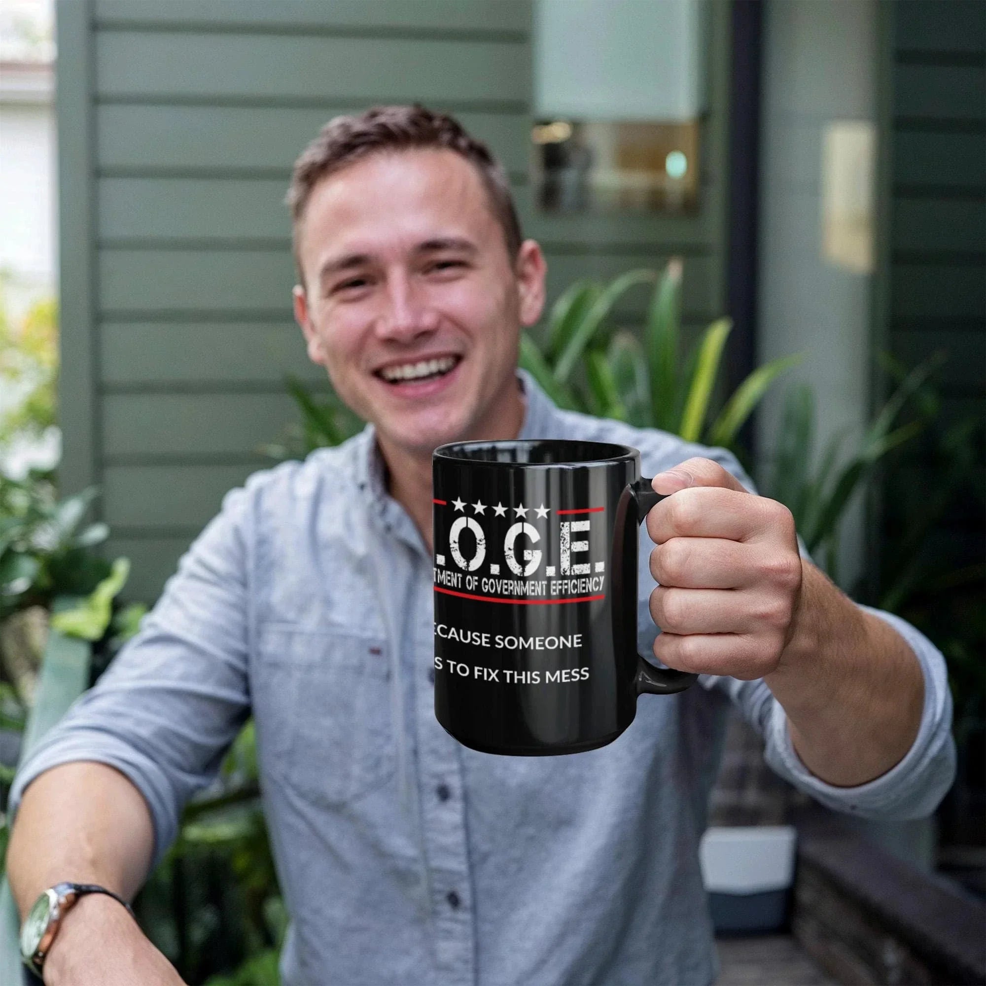 D.O.G.E. Coffee Mug – Funny Conservative Political Gift – Fighting Fraud, Cutting Waste, Saving Billions – 11oz & 15oz Black Ceramic Cup