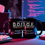 D.O.G.E. Coffee Mug – Funny Conservative Political Gift – Fighting Fraud, Cutting Waste, Saving Billions – 11oz & 15oz Black Ceramic Cup