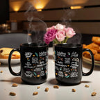 Positive Vibes Daily Reminders Black Ceramic Mug – Inspirational Self-Love & Motivational Quote Coffee Cup – Uplifting Gift for Women, Friends, Coworkers & Students