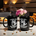 I Don't Like Morning People Funny Cat Mug – Sarcastic Cat Lover Black Coffee Cup