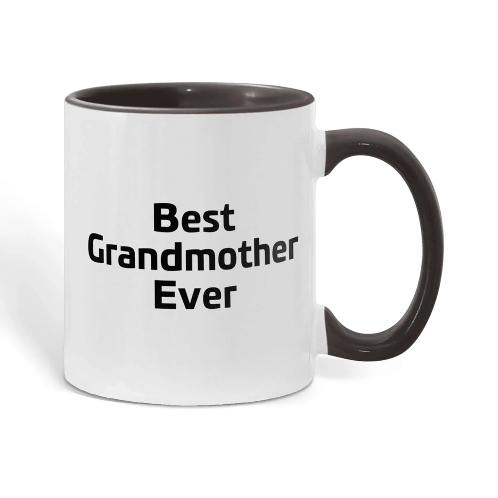 Best Grandmother Ever – Elegant Two-Tone Coffee Mug Gift for Grandma, Sweet Present from Grandkids, Kids, or Daughter – Available in 7 Accent Colors