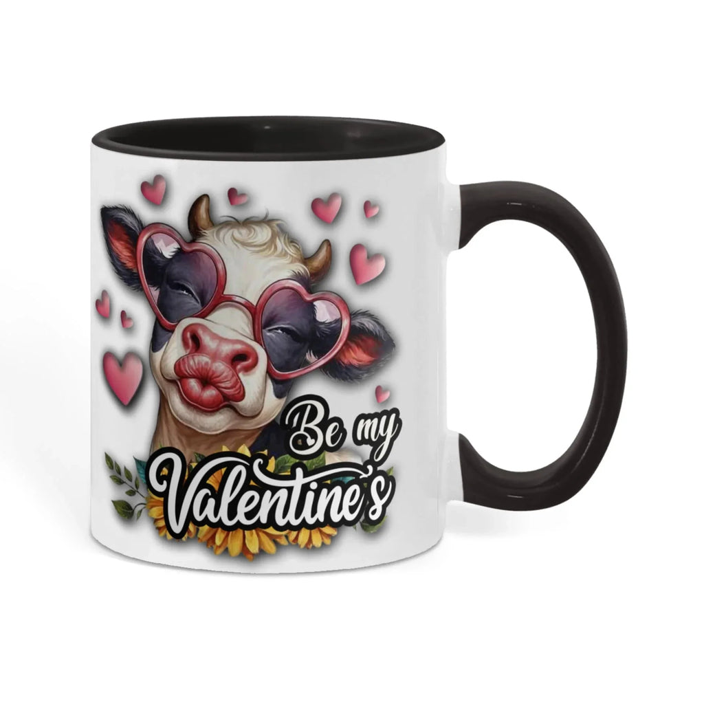 Be My Valentine Cow Two-tone Color Accent Mug