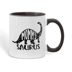 Mommy Saurus Dinosaur Mug – Funny Gift for Moms – Two Tone Color Accent Ceramic Coffee Mugs