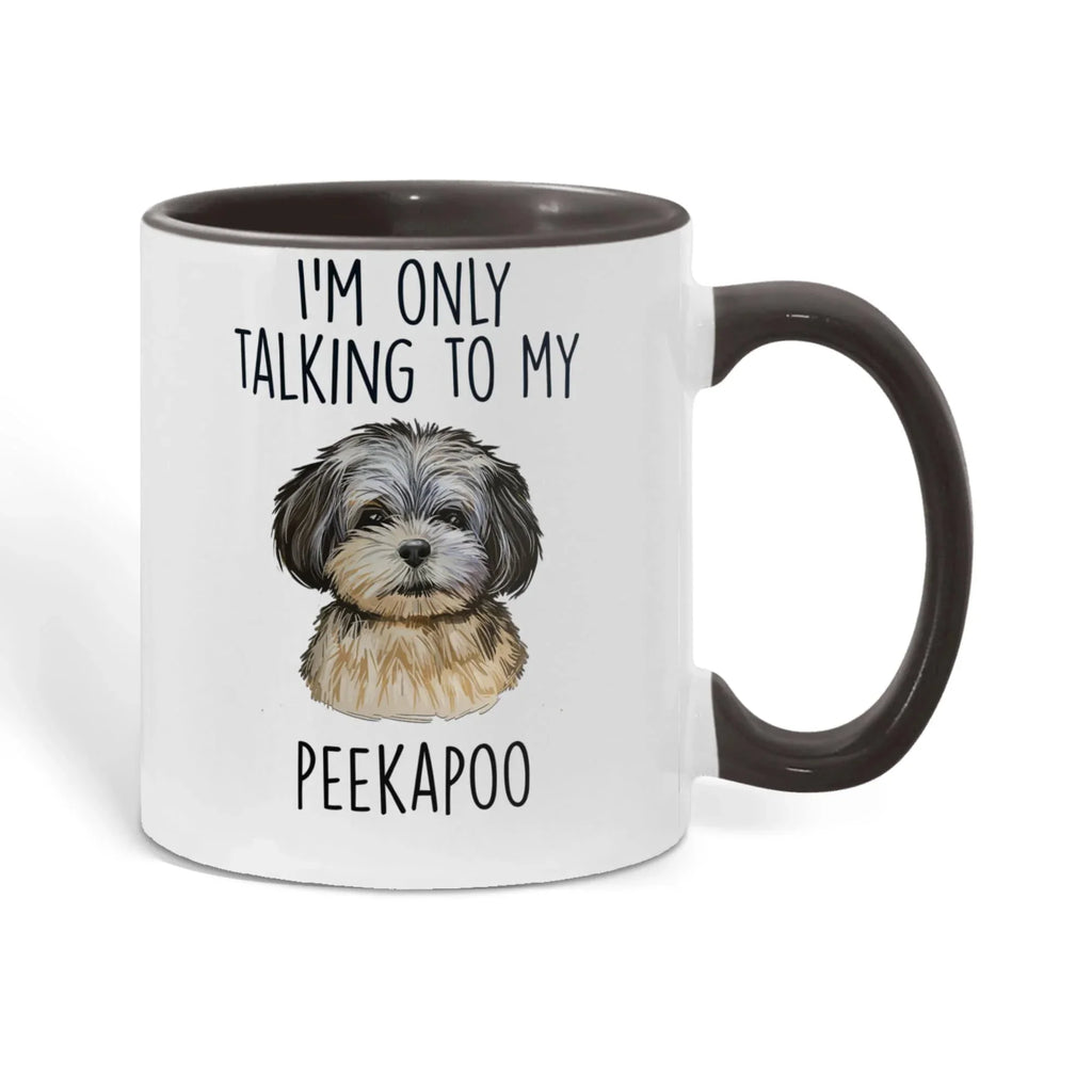 I'm Only Talking to My Peekapoo Two-Tone Coffee Mug – Cute Peekapoo Dog Lover Gift for Pet Parents