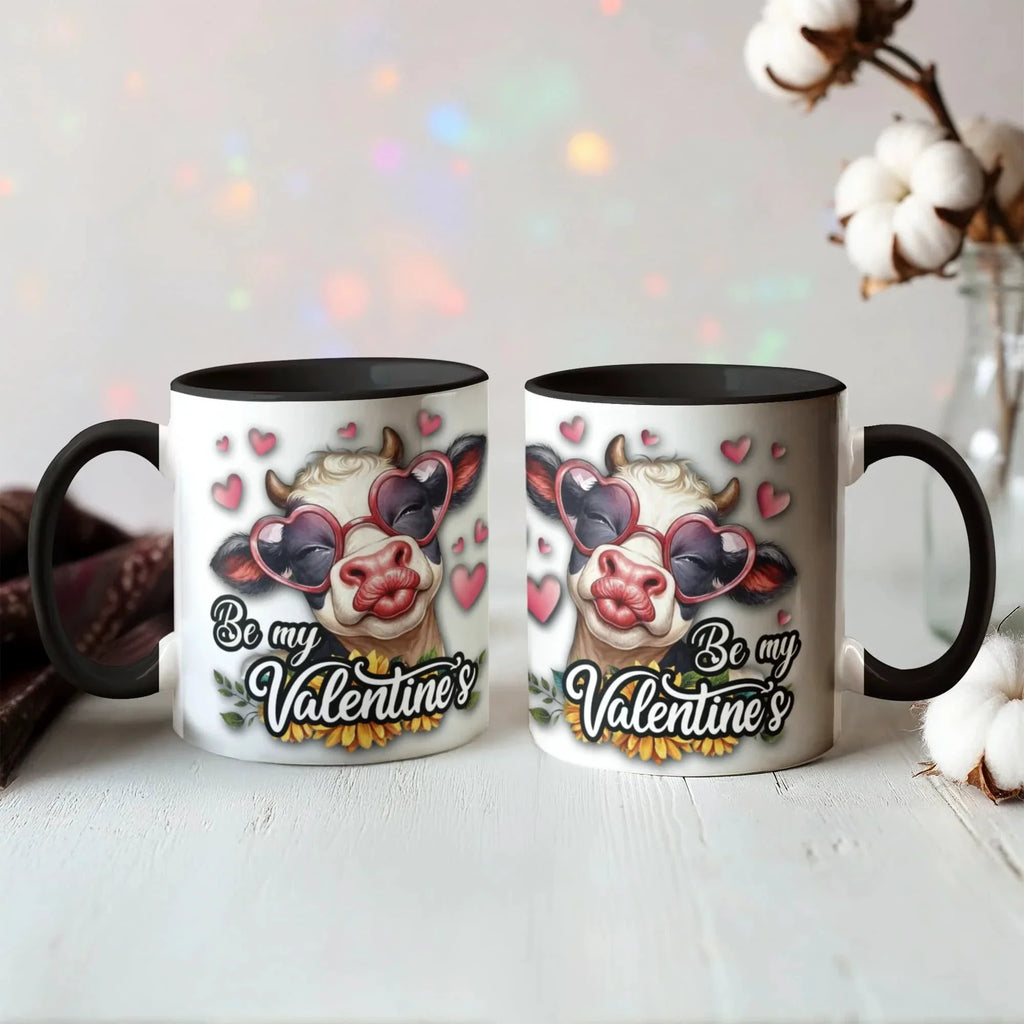 Be My Valentine Cow Two-tone Color Accent Mug