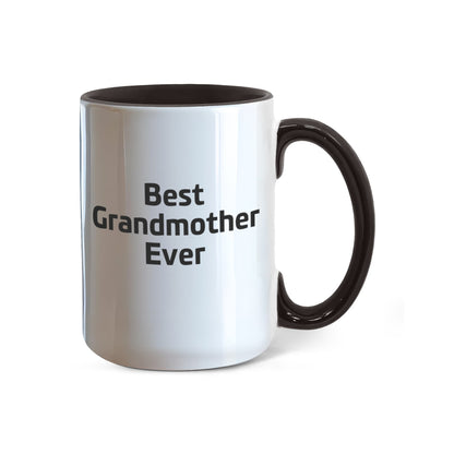 Best Grandmother Ever – Elegant Two-Tone Coffee Mug Gift for Grandma, Sweet Present from Grandkids, Kids, or Daughter – Available in 7 Accent Colors - Mallard Moon Gift Shop
