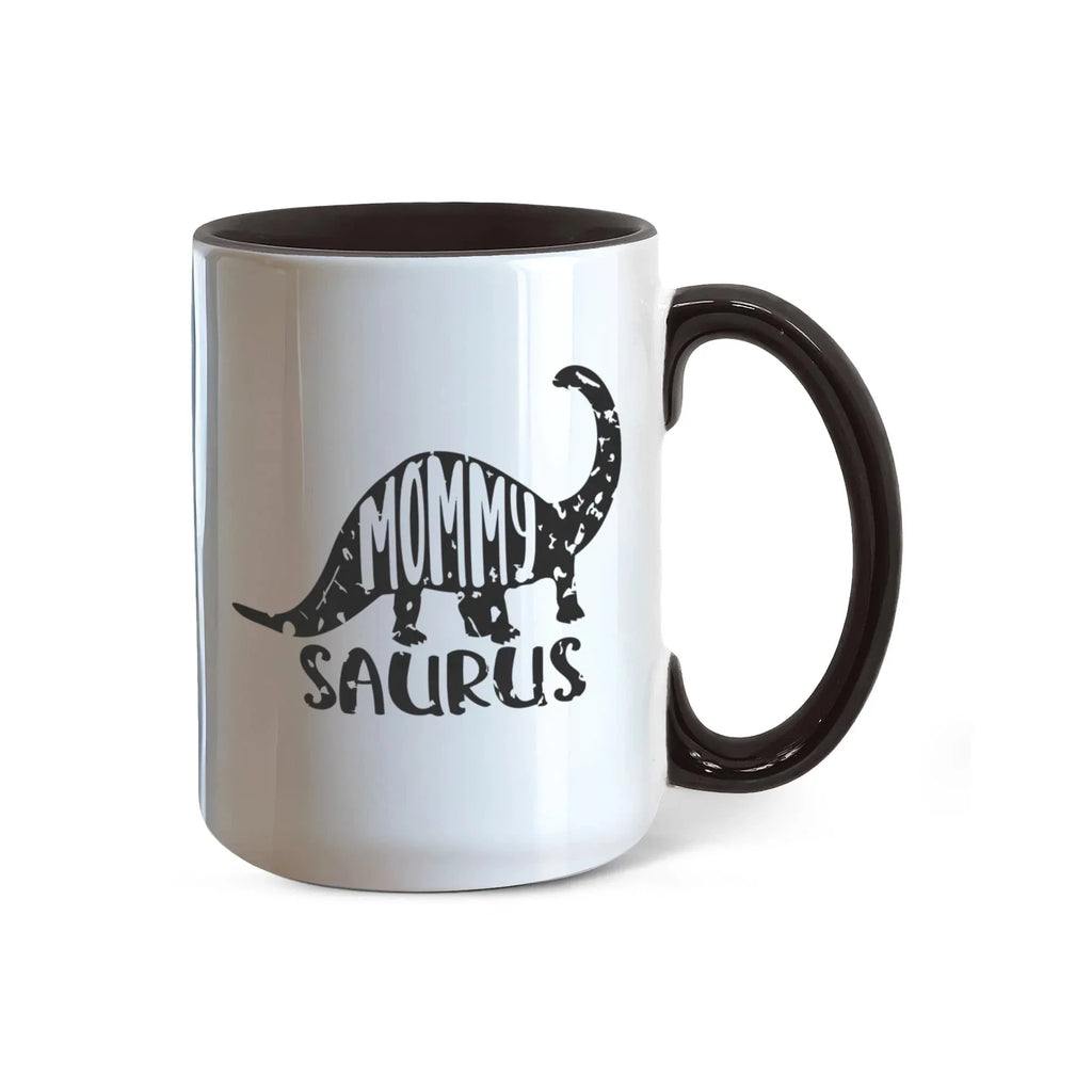 Mommy Saurus Dinosaur Mug – Funny Gift for Moms – Two Tone Color Accent Ceramic Coffee Mugs