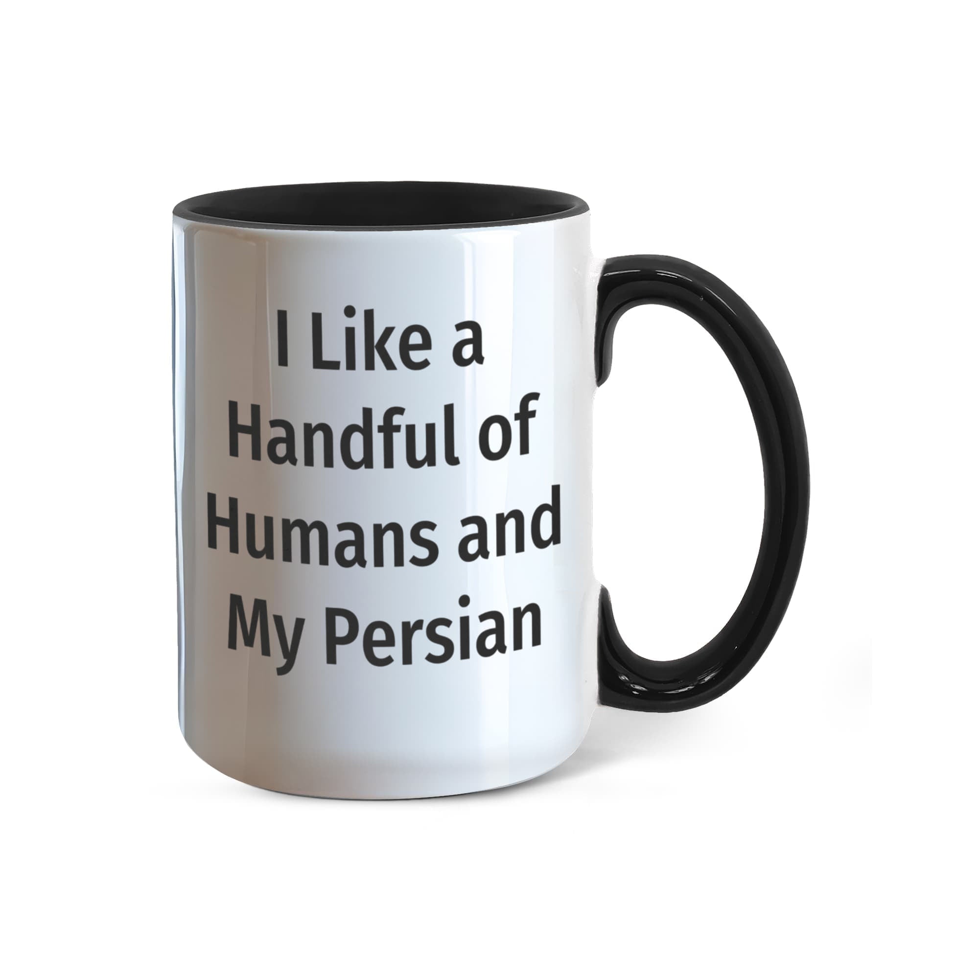 Funny Persian Cat Lover Accent Color Mug - I Like a Handful of Humans and My Persian Cat