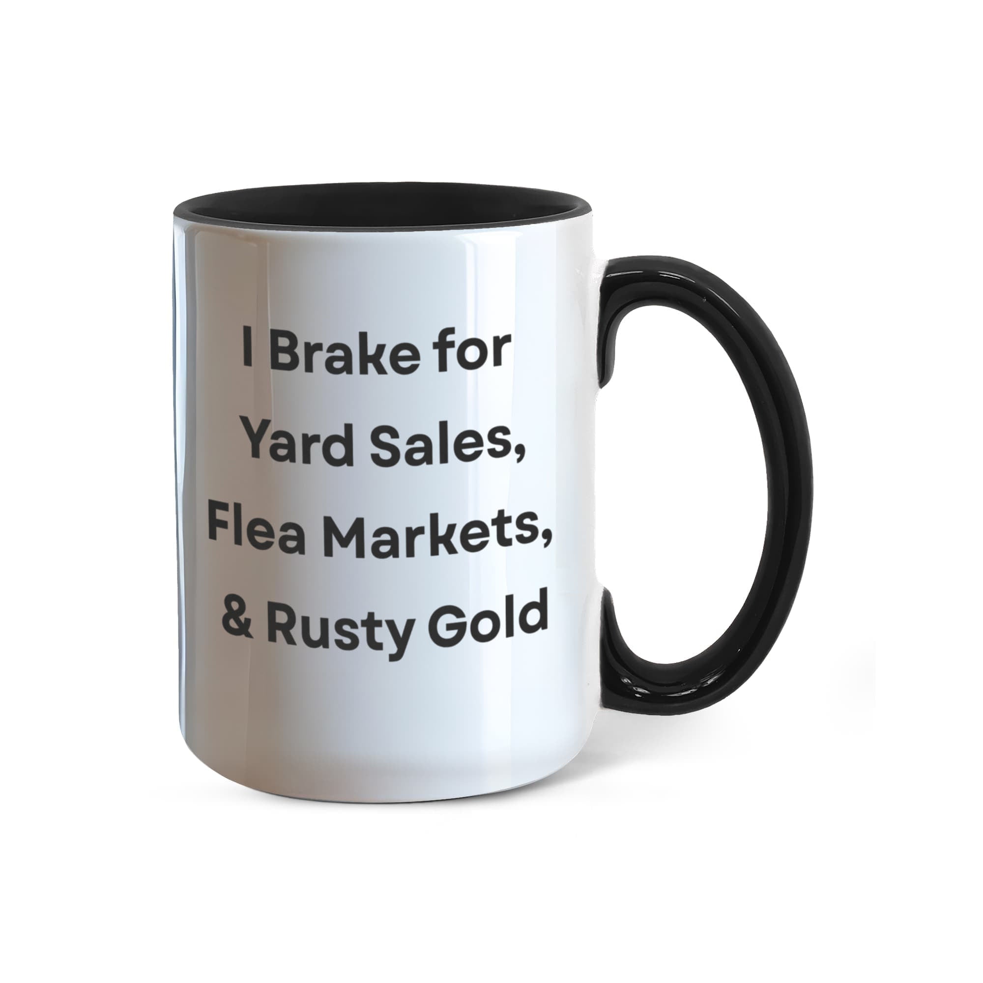 I Brake for Antique Stores Funny Antiquing Coffee Mug – Gift for Vintage Lovers, Treasure Hunters & Flea Market Fans – Two-tone Color Accent Ceramic Mug