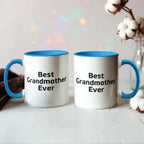 Best Grandmother Ever – Elegant Two-Tone Coffee Mug Gift for Grandma, Sweet Present from Grandkids, Kids, or Daughter – Available in 7 Accent Colors