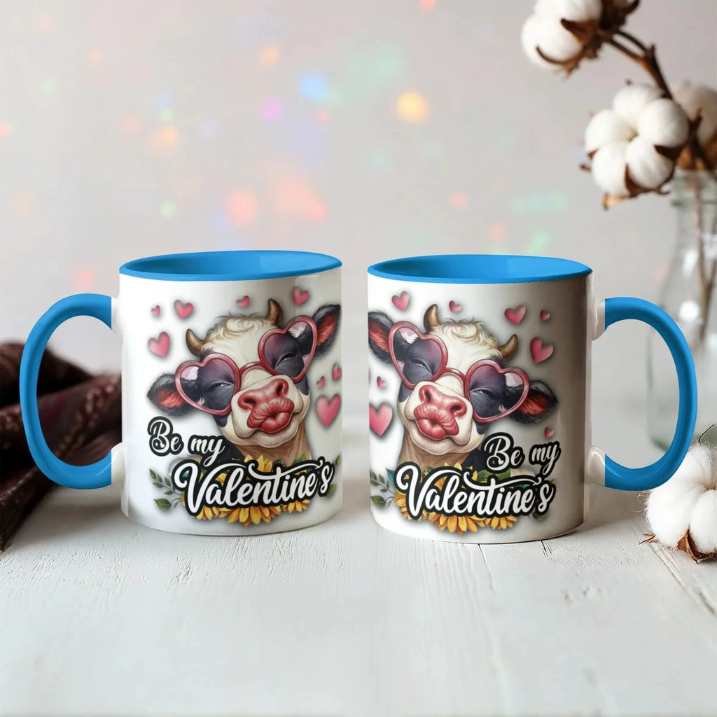 Be My Valentine Cow Two-tone Color Accent Mug