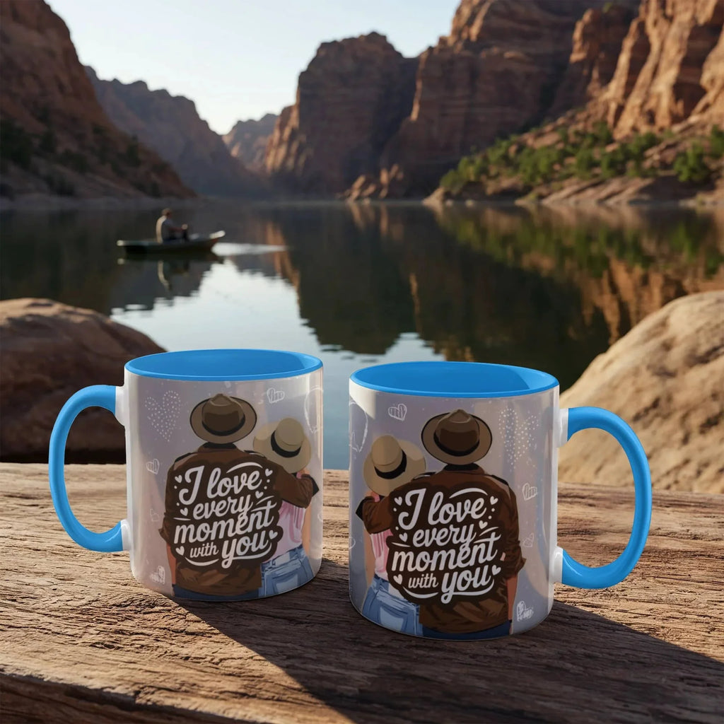 I Love Every Moment With You Mug – Romantic Couple Two-tone Color Accent Coffee Cup, Valentine's Day Gift for Husband, Wife, Boyfriend, Girlfriend & Anniversary