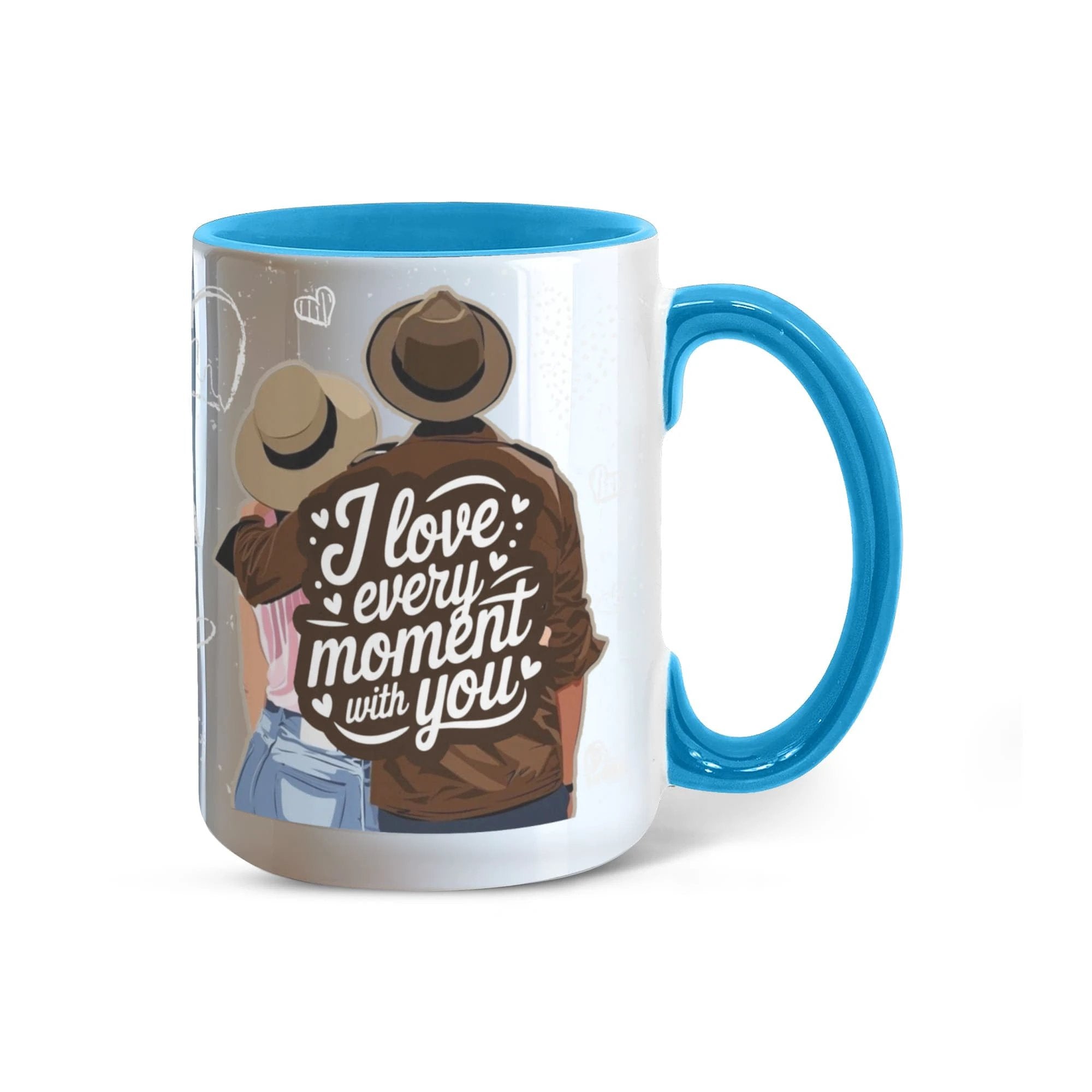 I Love Every Moment With You Mug – Romantic Couple Two-tone Color Accent Coffee Cup, Valentine's Day Gift for Husband, Wife, Boyfriend, Girlfriend & Anniversary