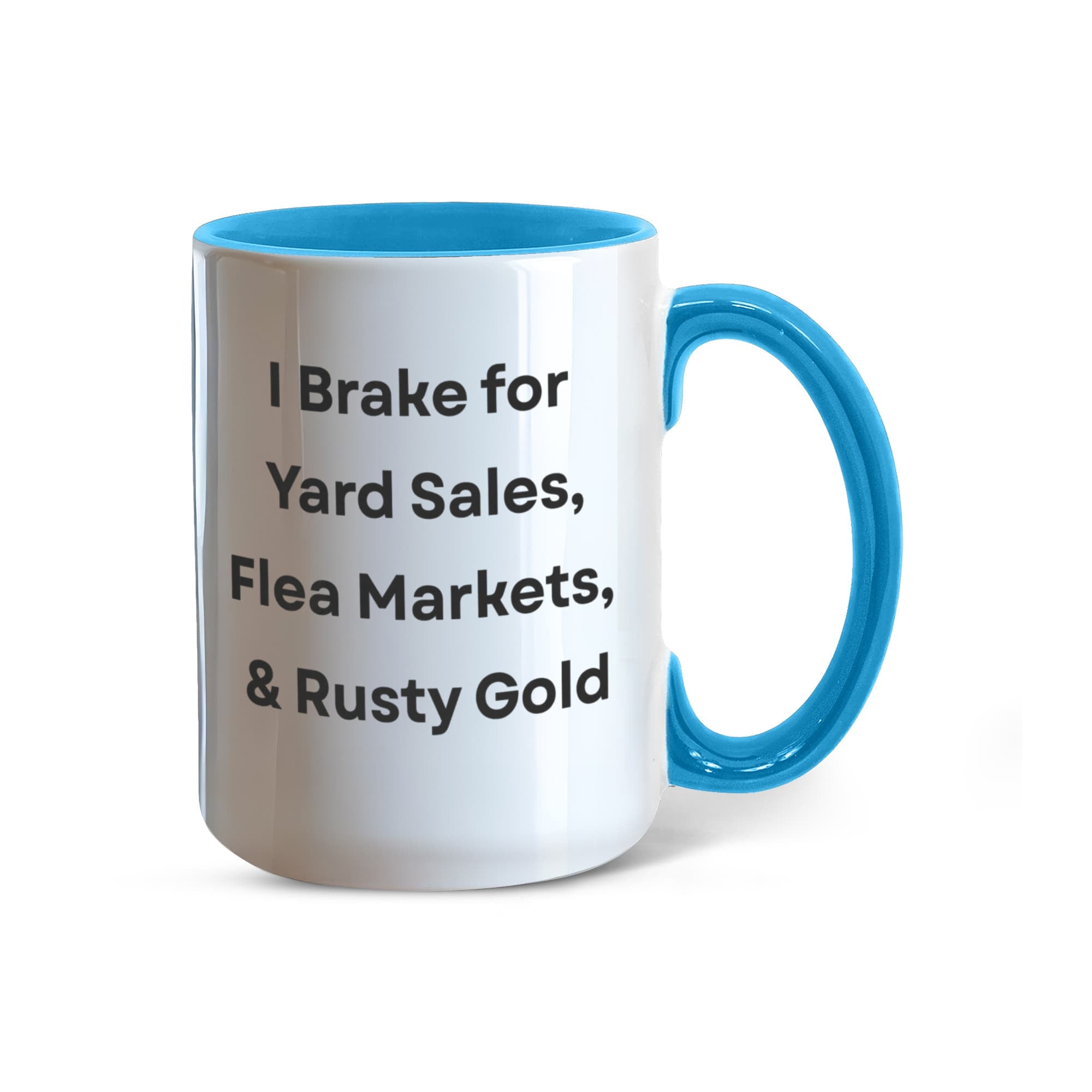 I Brake for Antique Stores Funny Antiquing Coffee Mug – Gift for Vintage Lovers, Treasure Hunters & Flea Market Fans – Two-tone Color Accent Ceramic Mug