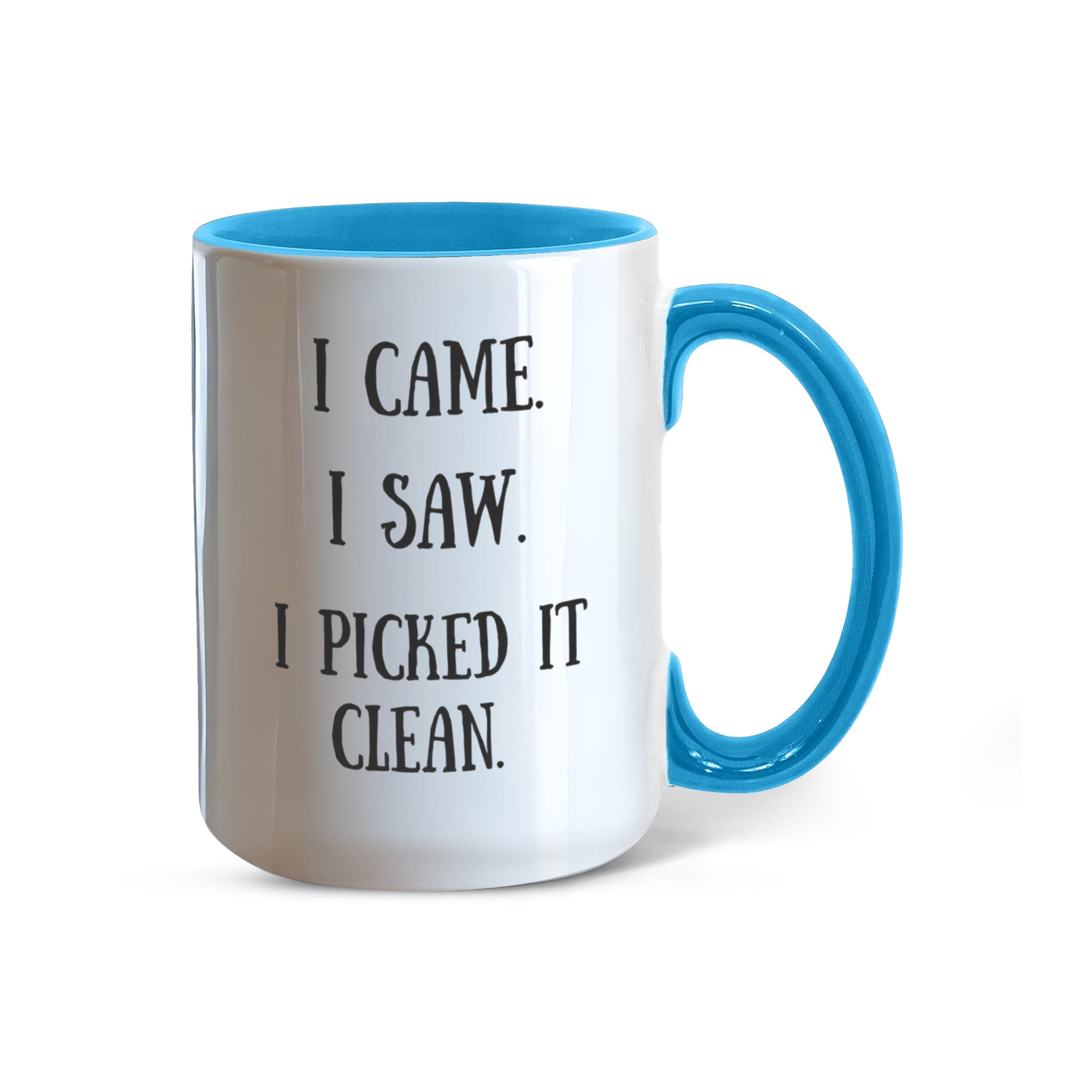 I Picked It Clean Funny Antiquing Mug – Gift for Vintage Pickers, Flea Market Hunters & Thrifters – Two-tone Color Accent Ceramic Coffee Cup