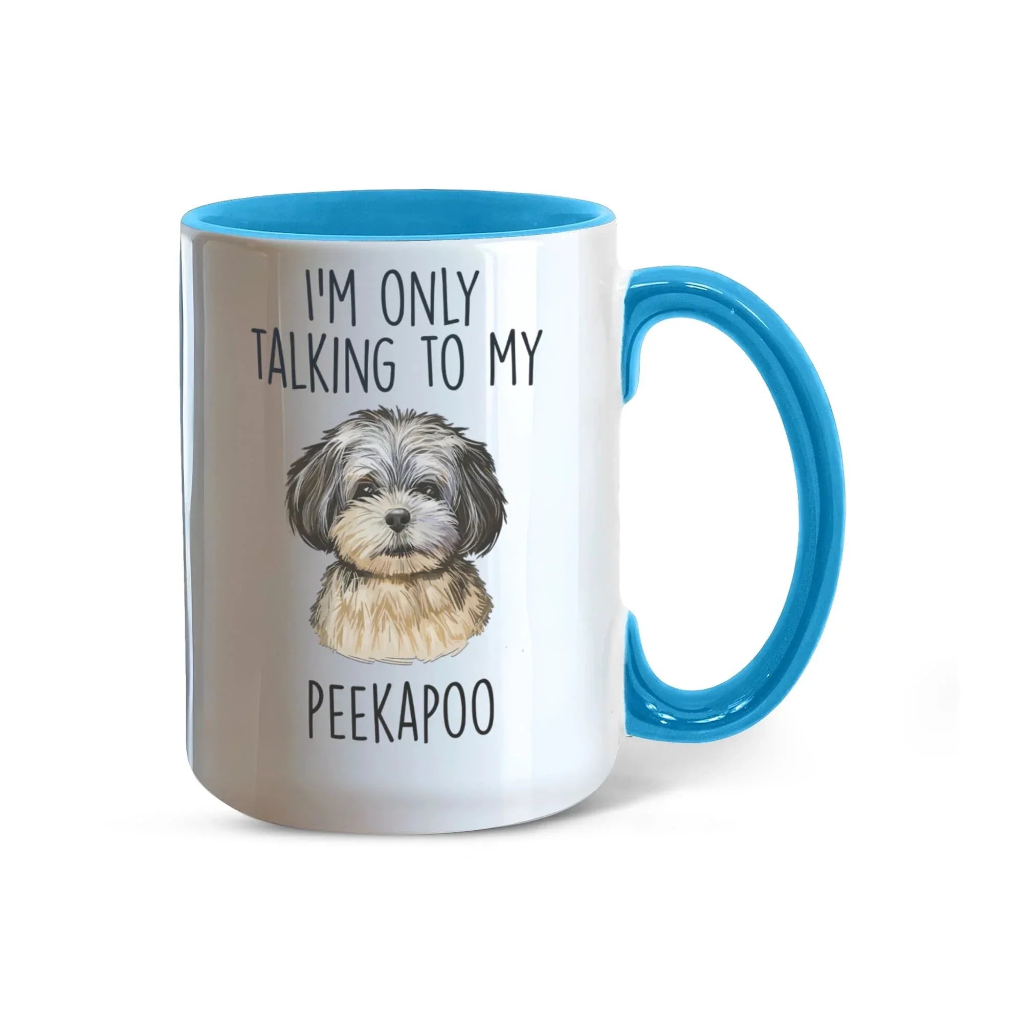 I'm Only Talking to My Peekapoo Two-Tone Coffee Mug – Cute Peekapoo Dog Lover Gift for Pet Parents