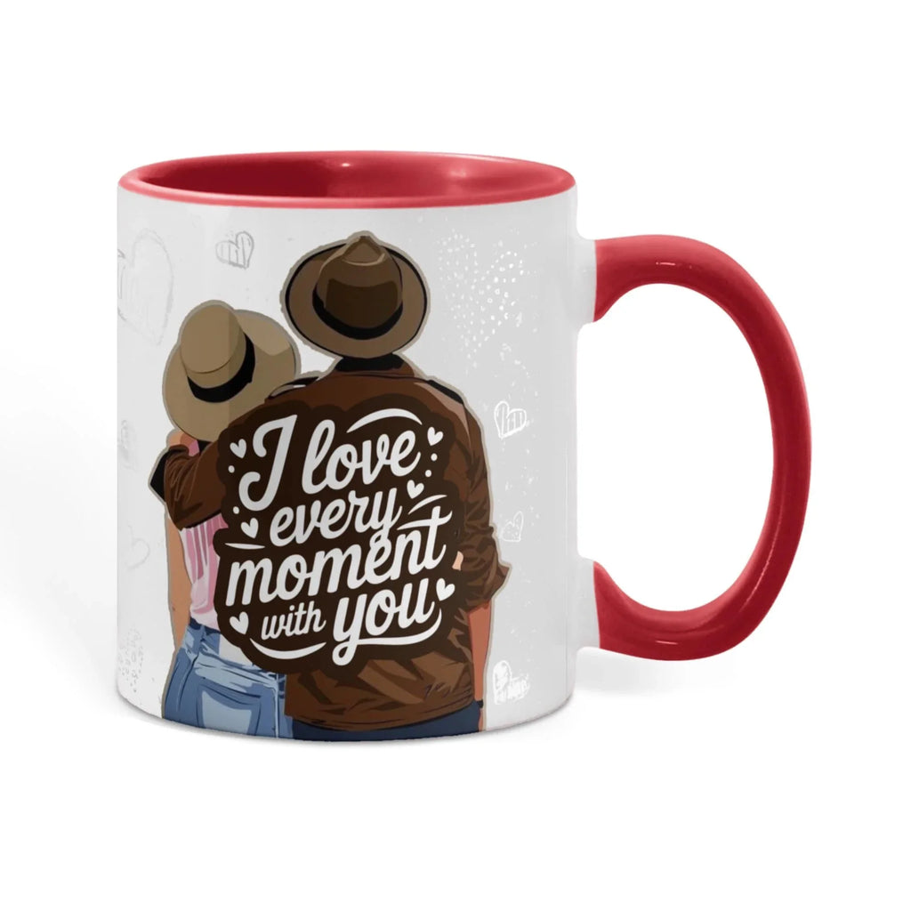 I Love Every Moment With You Mug – Romantic Couple Two-tone Color Accent Coffee Cup, Valentine's Day Gift for Husband, Wife, Boyfriend, Girlfriend & Anniversary