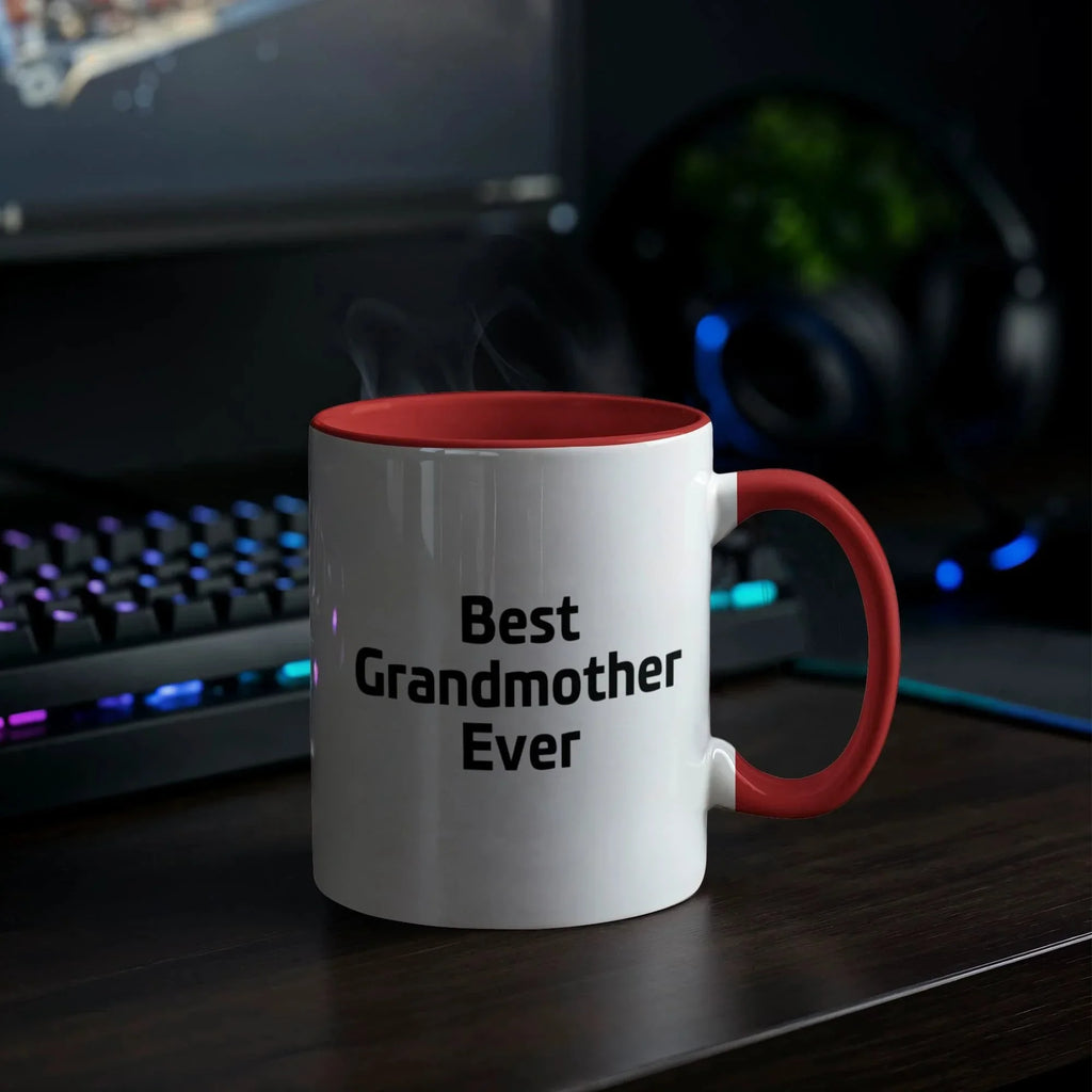 Best Grandmother Ever – Elegant Two-Tone Coffee Mug Gift for Grandma, Sweet Present from Grandkids, Kids, or Daughter – Available in 7 Accent Colors