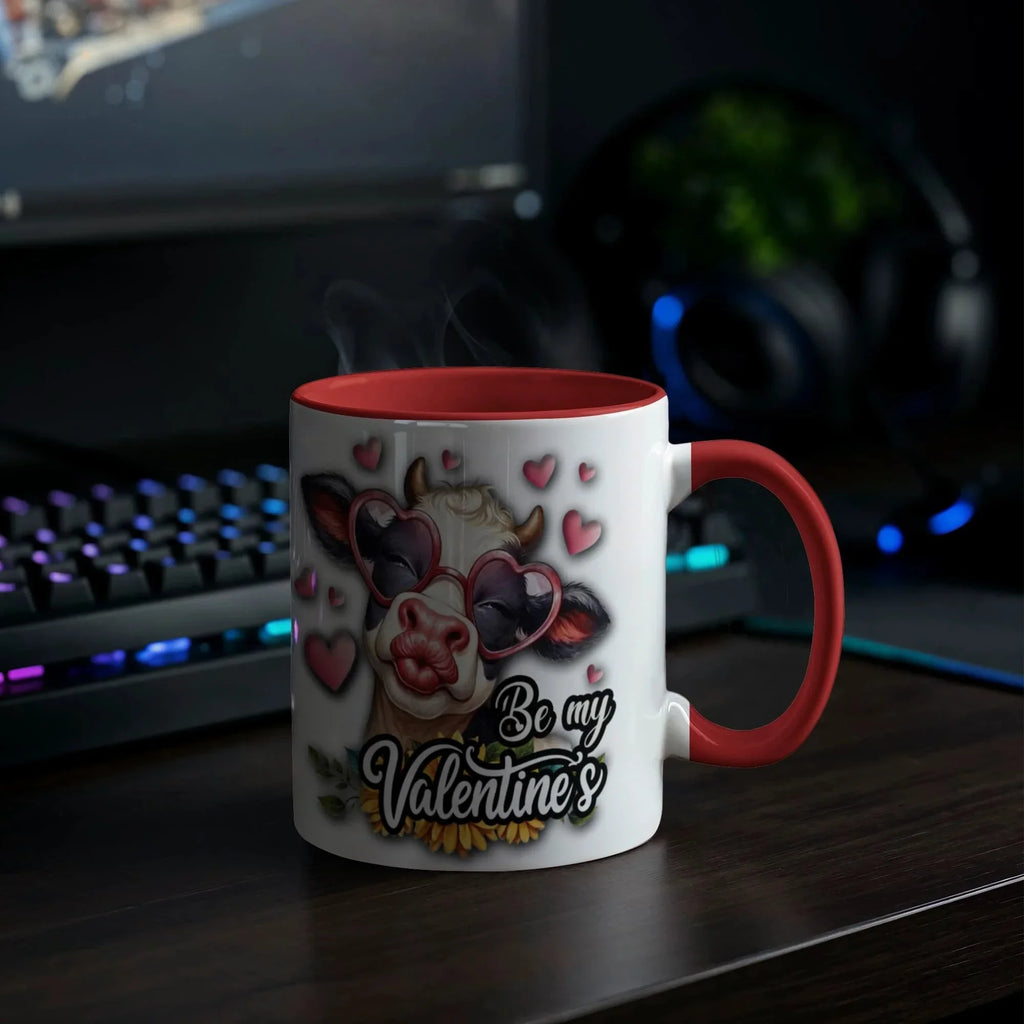Be My Valentine Cow Two-tone Color Accent Mug