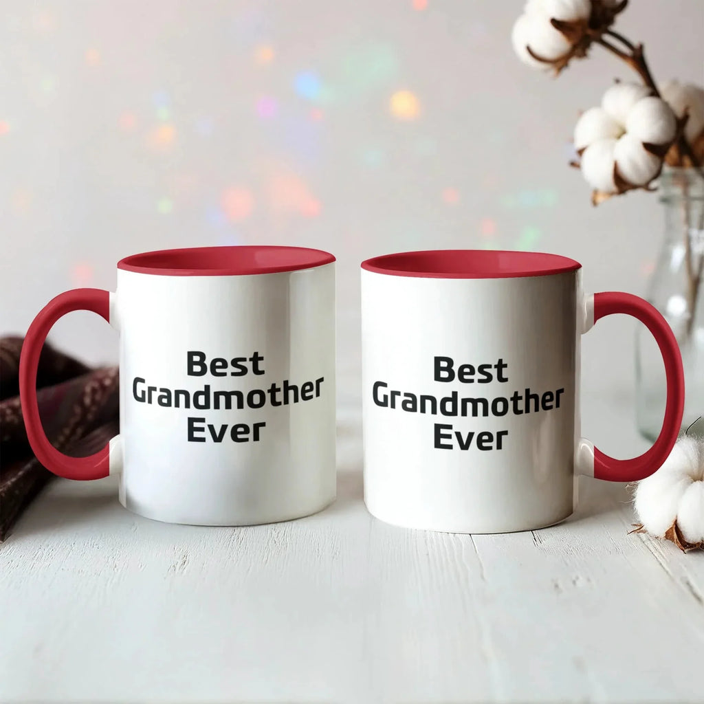 Best Grandmother Ever – Elegant Two-Tone Coffee Mug Gift for Grandma, Sweet Present from Grandkids, Kids, or Daughter – Available in 7 Accent Colors