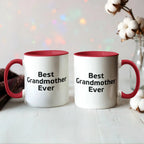 Best Grandmother Ever – Elegant Two-Tone Coffee Mug Gift for Grandma, Sweet Present from Grandkids, Kids, or Daughter – Available in 7 Accent Colors